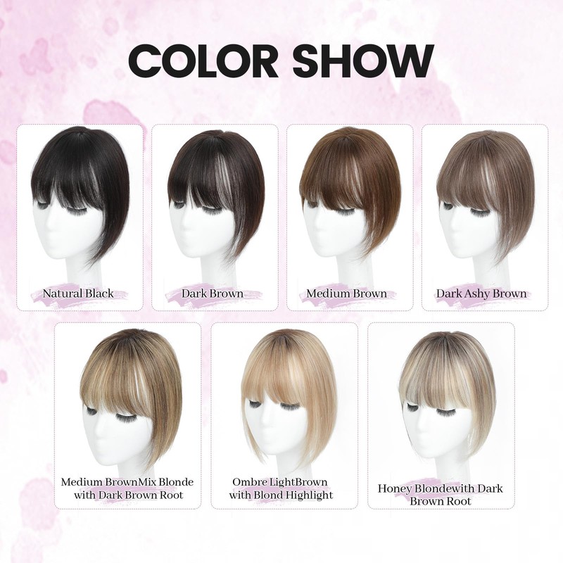 Hair Toppers for Women Human Hair with Bangs Hand-stitched 360°3D