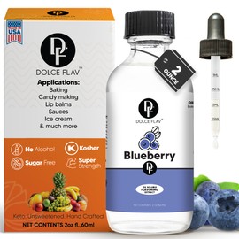 Dolce Flav Blueberry Extract - 2 Ounce Oil-Soluble Multipurpose Flavoring Ideal for Candy Making, Baking, Lip Balm, and Ice Cream - Perfect Kitchen Gift for Holidays