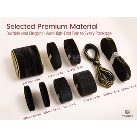 Vitalizart Black Velvet Ribbon 9 Rolls with Gift Tags Luxury Textured Ribbon for Christmas Gift Wrapping Tree Ornaments Bows Wreaths Holiday Decorations