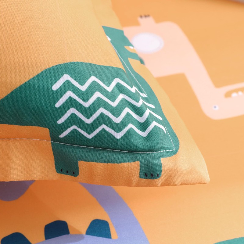 Cartoon Dinosaur Kids Sheet Set Twin Size - Orange Dinosaur