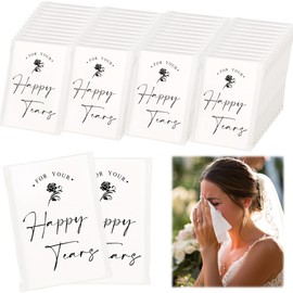 DORIS HOME 48pcs Happy Tears Tissues for Wedding, 3 Ply Wedding Tissues for Guests, Individual Facial Tissues For Your Happy Tears