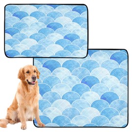 YETTASBIN Mermaid Scales Washable Reusable Dog Cat Pee Pad, Pet Creat Mat with Non-Slip Bottom for Large Small Medium Dogs Cats, Absorption Leakproof Pet Training Pad for Food and Water, Smallx3