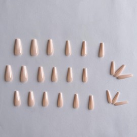 Extra Long Nails for Sticking Coffin, KXAMELIE from Pearl White to Pink, Simple False Nails, Full Cover Gel, Opaque Acrylic Nails, Simple Mani for Women and Girls, Daily Work