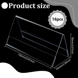 BENECREAT Pack of 16 Acrylic Table Name Badges, 7.8 x 15 cm Blank Name Plate Holder Desk Sign, Double-Sided Name Plate Display Stand for Business Office Meeting Classroom