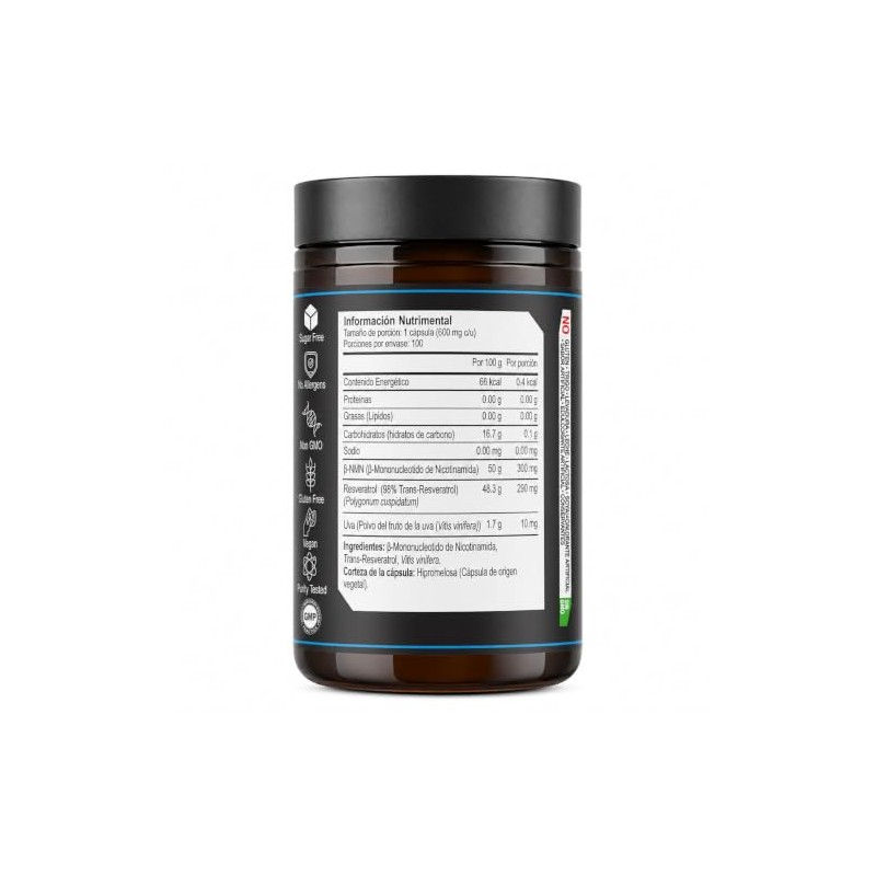 ETERNAL NUTRITION Ultra Pure: NMN 99.5% + Resveratrol 98% Puro