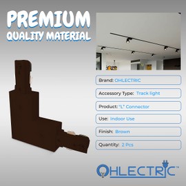OhLectric H-Track Lighting - L-Type Conduit Fitter - Versatile Connector - Compatible with Two Edge Wire Circuit Corner Joiner - Easy Installation - Pack of 2, Brown - OL-44340