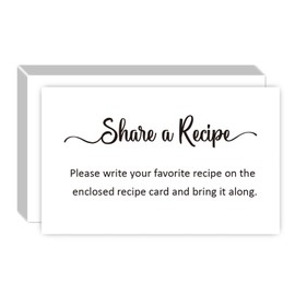 KONKAVA 50 Bridal Recipe Request Cards, Request a Recipe Card for Bridal Shower, Invitation Insert for Bridal Wedding Baby Shower, (3.5" x 2")