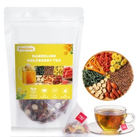 Yonitea Dandelion Wolfberry Tea Organic, Liver and Kidney Health, 7 Herbal Ingredients Natural with Chrysanthemum, Goji Berries, Licorice Root, Orange Peel, Gardenia (1 Pack/15 Bags, Dandelion Wolfberry Tea)