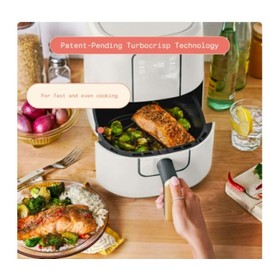 3 Qt Digital Air Fryer with Superior Air Flow Technology - Healthy Cooking with 4 Presets, Dishwasher Safe, Compact Design, Serves Up to 4 People (White Icing)