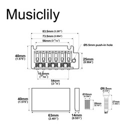 Musiclily Pro 10.8mm 2 Piece Style Tremolo Bridge Unit Stainless Steel Saddle with Full Steel Block for Japanese Import Strat Guitar, Chrome