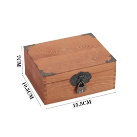 Vintage Small Wooden Box with Lock 15.5 x 10.5 x7 cm Wooden Storage Box for Jewellery Treasure Box Memory Keepsake Gift Box Walnut (Small)