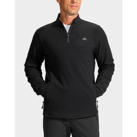 Pudolla Mens Quarter Zip Pullover Fitness Athletic Shirts for Men Midweight Warm Performance Pullovers(Black L