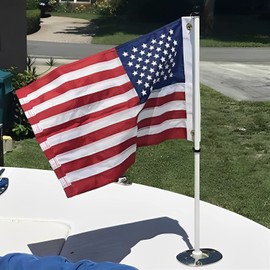 Boat Flags Marine 12x18 US Boat Flag- Embroidered American Boat Flag(Brass Grommets & Heavy Clips)- USA Boat American Flag For Various Boat, Yacht(Resistant To Sunlight & Saltwater)