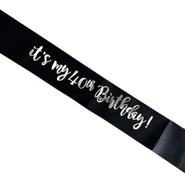 Happium Birthday Sash It's My 40th Birthday Satin Sash for Birthday Sash Happy Birthday Decoration Party Sash Satin Black