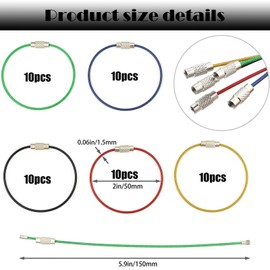 50Pcs Wire Keyring, Wire Keychain Hoop, 6 inch Assorted Colored Cable Keyring, Wire Key Chain Cable Loop Rings, for Outdoor Hiking Camping, Hanging Luggage Tags Keys, ID Tag Keepers