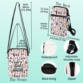 LEVLO Anime Fans Cross Body Bag Anime Lover Gift Just A Gi rl Who Really Loves Anime Shoulder Bag Cartoon Anime Merch, Anime C Bag