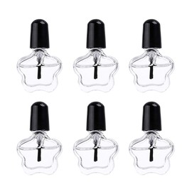UPSTORE 6Pcs 5ml Empty Clear Glass Nail Polish Bottles with Black Brush Cap Refillable Nail Polish Vials Containers Sample Bottles for DIY Nail Art