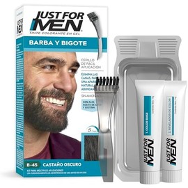 Just For Men Tinte Colorante en Gel para Barba y Bigote,Color Castaño Oscuro B45,Sin Amoníaco, Con Cepillo De Fácil Aplicación, 28.4g