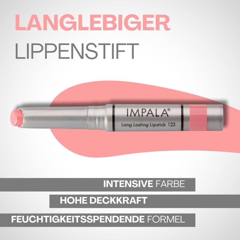 IMPALA | Langanhaltender Lippenstift Farbe Kaugummirosa Nr. 123 | Permanent-Lippenstift,