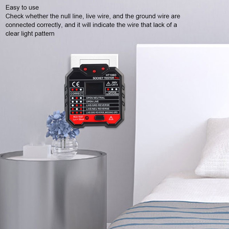 Electric Socket Tester Digital Display Fault Checker Detector Wall Plug