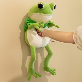 NatureMan 45cm Frog Plush Toy with Cloak Cartoon Frog Stuffed Animal Super Soft Frog Plush Cuddly Bedroom Decoration Pillow Birthday Gift for Kids
