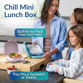 Bentgo Chill Mini Leak-Proof Lunch Box – Built-In Ice Pack Keeps Food Cold, 2.7-Cup Capacity for Snacks or a Sandwich, 3 or 4 Compartments, PFAS & BPA-Free, Ideal for Adults & Kids 3+ (Lilac Mist)