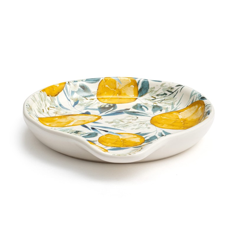 DEMDACO Juicy Yellow Lemons 6 x 4.5 Stoneware Spoon Rest