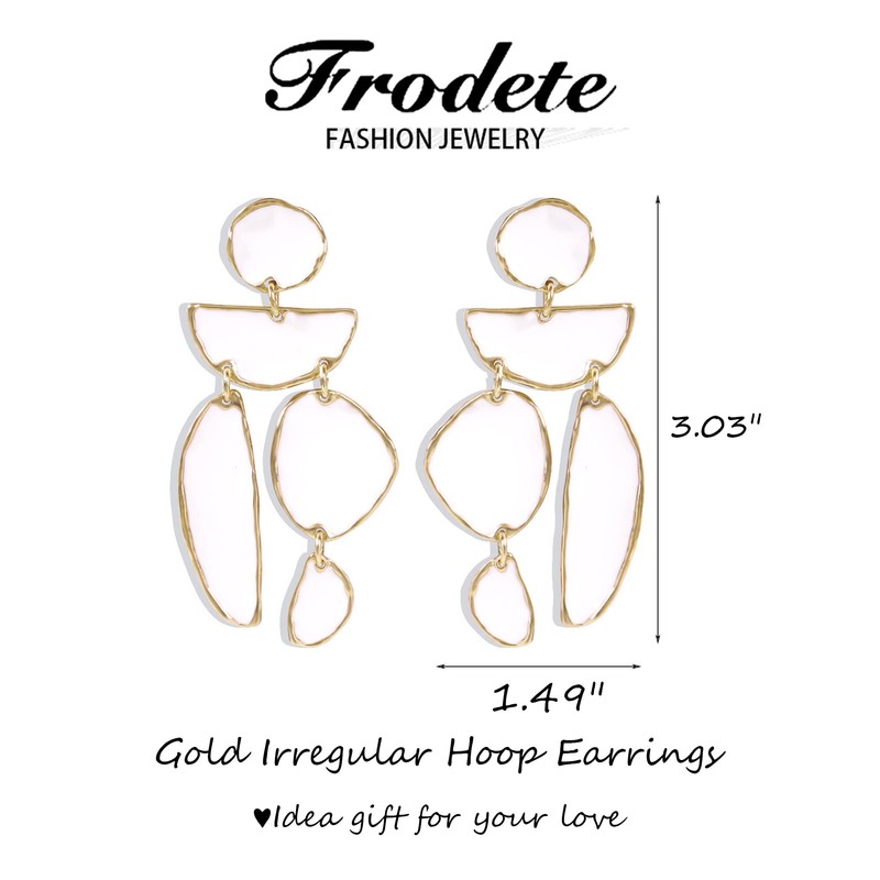 Gold Irregular Hoop Earrings for Women Combination Dangle Drop Earrings