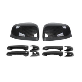DSWSQ Carbon Fiber Exterior Side View Mirror Covers Caps & Door Handle Covers Trim Fit for 2010-2020 Jeep Grand Cherokee