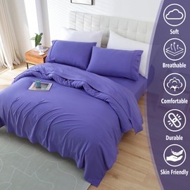 King Size Sheet Set - Luxury Soft Comfy Bed Sheets, Breathable Cooling Hotel Bedding for Women, Men, Teens, Extra Deep Pocket, Easy-Fit, Oeko-Tex, Wrinkle Free 4 Piece - Peri Purple