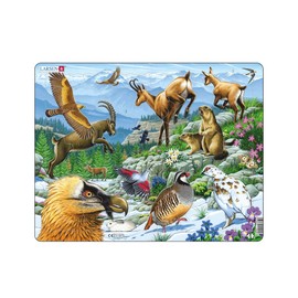 Larsen FH12 Frame Puzzle for Children, Beautiful Landscape of the Alps, Puzzle from 6 Years, Great Children's Puzzle with 55 Pieces, Fun and Learning