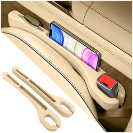 2 unidades de relleno de espacio para asiento de coche con soporte para teléfono, [nueva actualización] relleno de espacio para asiento lateral de