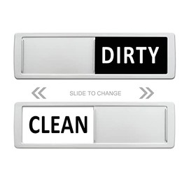 Dishwasher Magnet Clean Dirty Sign, Non-Scratching/Super Strong Soft Magnet with Double-Sided Adhesives/Easy to Read & Slide for Kitchen/Dishwasher/Fridge/Laundry/Washing Machine (Silver & White)