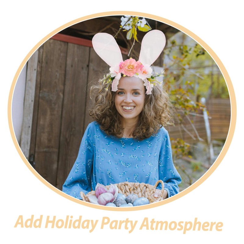 VICASKY Easter Bunny Headband for Girls and Women Floral Hair