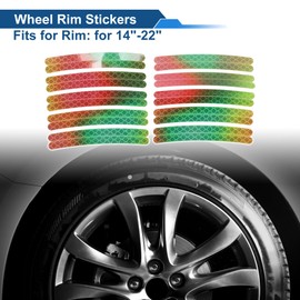 INFINAUTO 20Pcs Wheel Rim Stickers Arc-Shape Car Wheel Rim Tapes Decoration Stickers for 14"-22" Rim Assorted Color Green PET