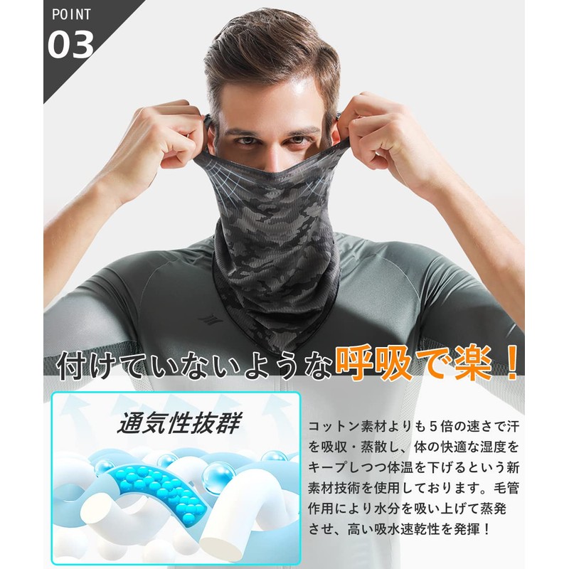 Andeor Face Cover UV Cut for Summer 【Touch Cool -5℃・Breathing