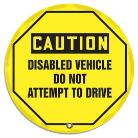 AccuformNMC Steering Wheel Cover for Lockout Tagout, OSHA-Style Legend Caution Disabled Vehicle DO NOT...Drive, Reinforced Vinyl, 20" Diameter, KDD833