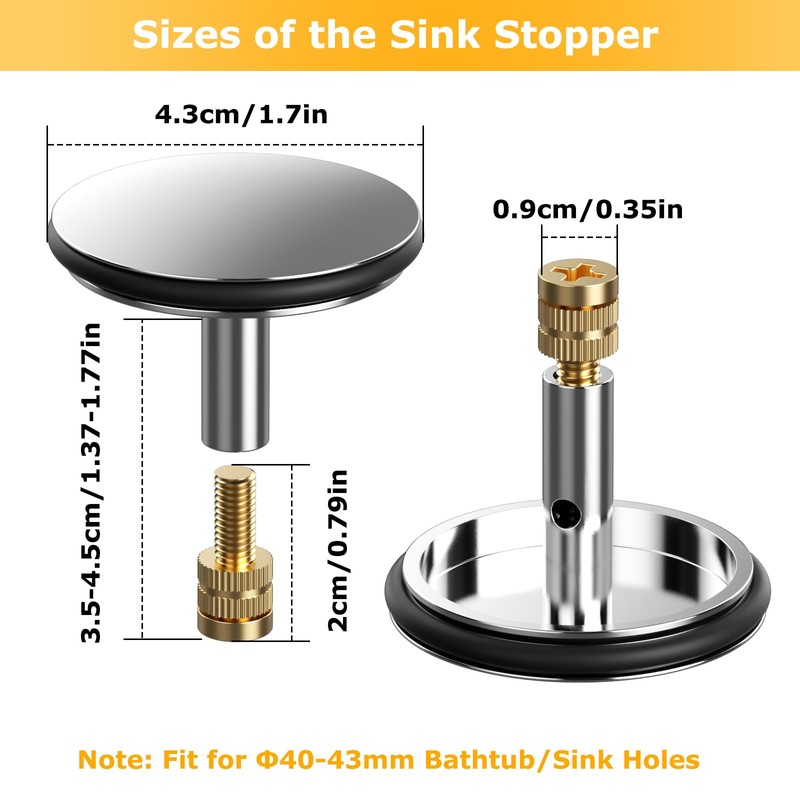 1 x Bath Plug Sink Plug 43 mm Bath Plug