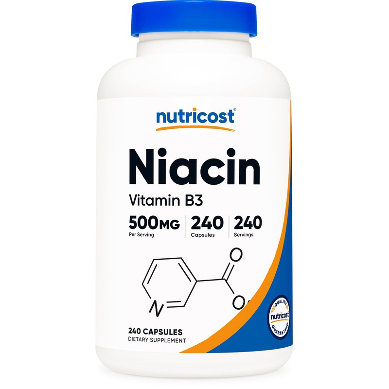 Nutricost Niacin (Vitamin B3) 500mg, 240 Capsules - with Flushing,