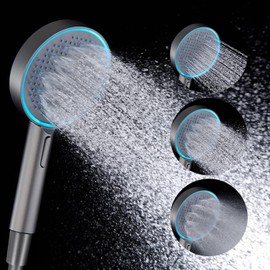 JINYOMFLY JINYOMFLY LED Duschkopf mit Lichter, Duschkopf mit LED Beleuchtung, 15CM Duschkopf Farbwechsel, 3 Duschmodi Duschbrause Licht, Duschkopf Licht mit Fl1ssigsilikon-D1se