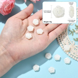 Airssory 10 pcs White Rose Shell Beads Natural Mother of Pearl Beads Elegant Flower Floral Beads for DIY Jewellery Bracelet Necklace Earring Crafts Bag Keychian Decor