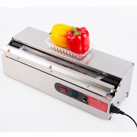 18 Inch Stainless Steel Hand Wrapping Machine & Film Dispenser with Electric Heated Cutter for Commercial Kitchens