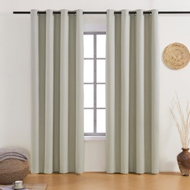 YC WINRRARII Upgraded Blackout Curtains for Bedrooms, 84 Inch Curtains 2 Panel Set, Special Coating Shield from The Sun, Insulates Against Heat. Spring/Summer Thin Curtains, 52x84in-khaki.