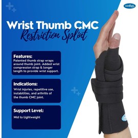 Comfort Cool Wrist Thumb CMC Restriction Brace. Left Small.