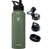 Fanhaw 40 oz Stainless Steel Insulated Water Bottle With 3