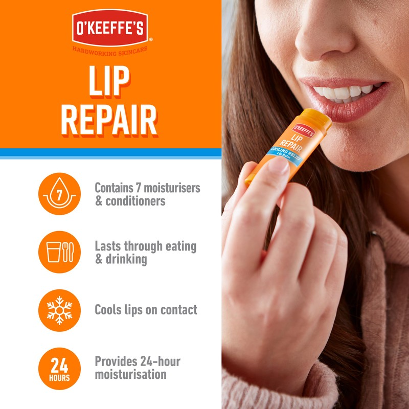 O'Keeffe's Lip Repair Cooling Relief Lip Balm 4.2g (Pack of
