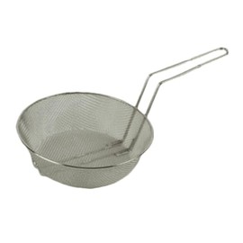 A-to-Z Supply SLCB012C Culinary Basket, 12" Dia. x 3" deep, coarse mesh, Round, Welded Handle, Heavy Nickel Plated