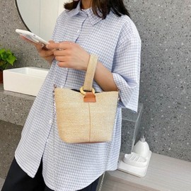 Balaclava Rattan Straw Shoulder Bag - Women's Summer Resort Vacation Bag lf1791 Free Size/1 2ea