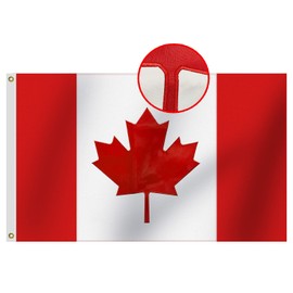 Heavy Duty Canada Flag 3x6 Ft large -Longest Lasting Nylon 210D | Deluxe Embroidered Maple Leaf | Four Rows Stitching Fly Ends|Canadian Flags Outdoor Decoration Gift Yard House Banner
