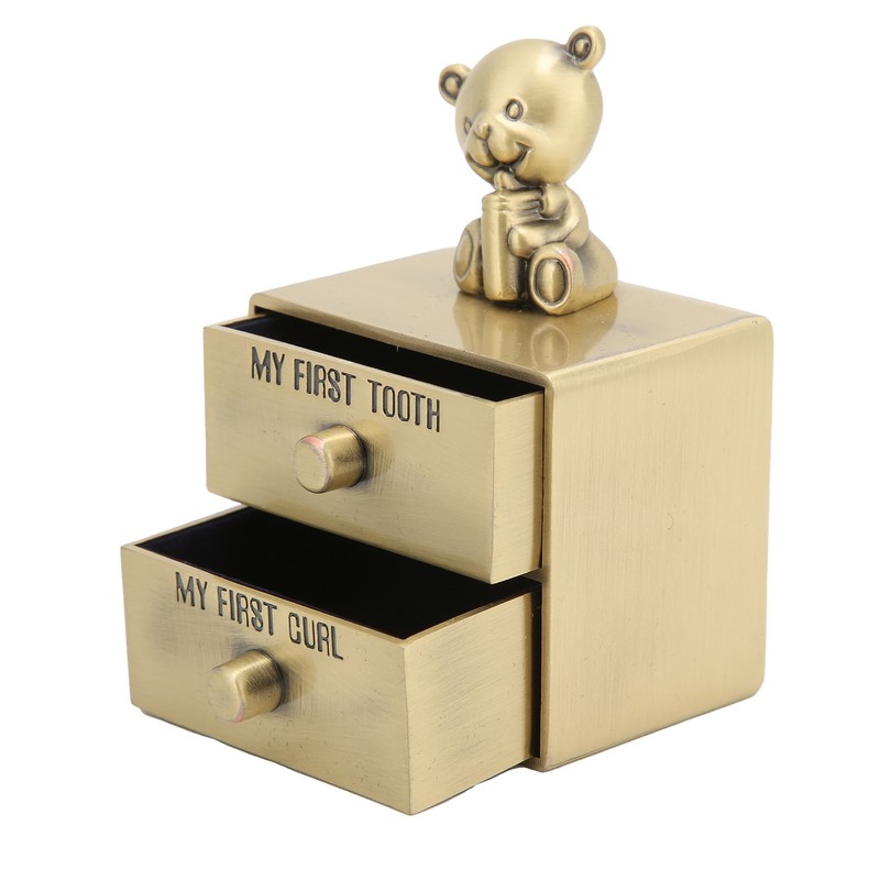 Tooth Box Metal Cute BearShape Storage Case with 2 Drawers